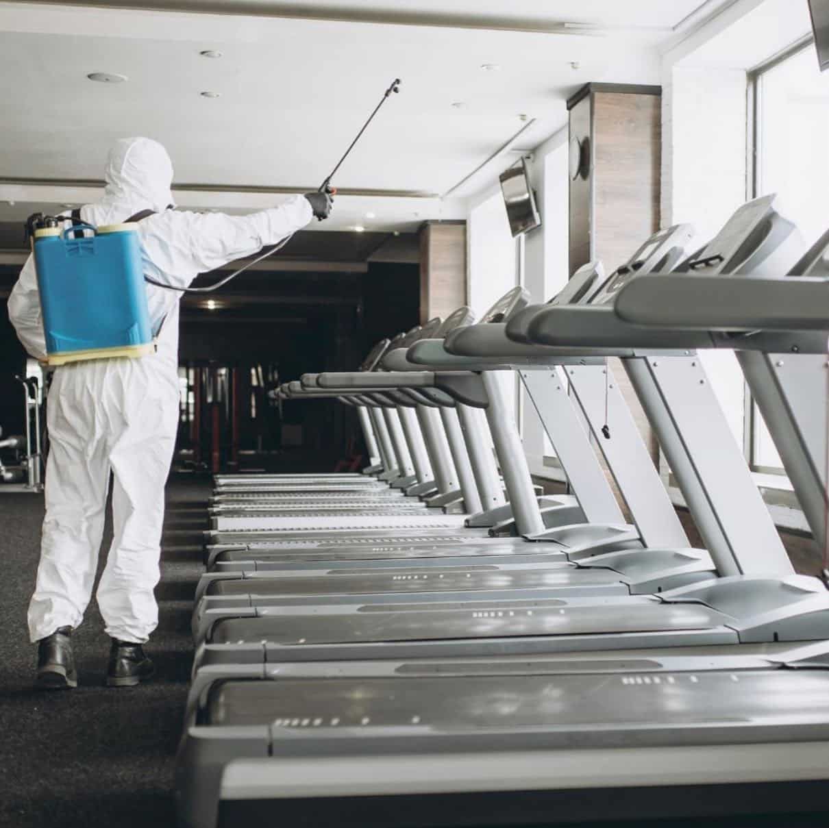 Cleaning and sanitizing fitness equipment