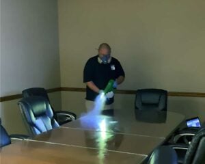 Disinfectant conference room in Manhattan New York office building