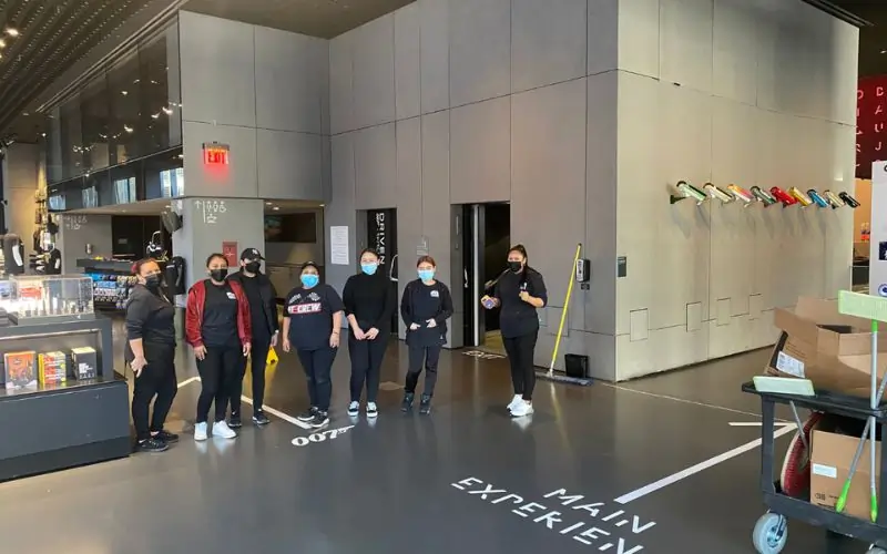 Professional cleaning team at museum on Manhattan