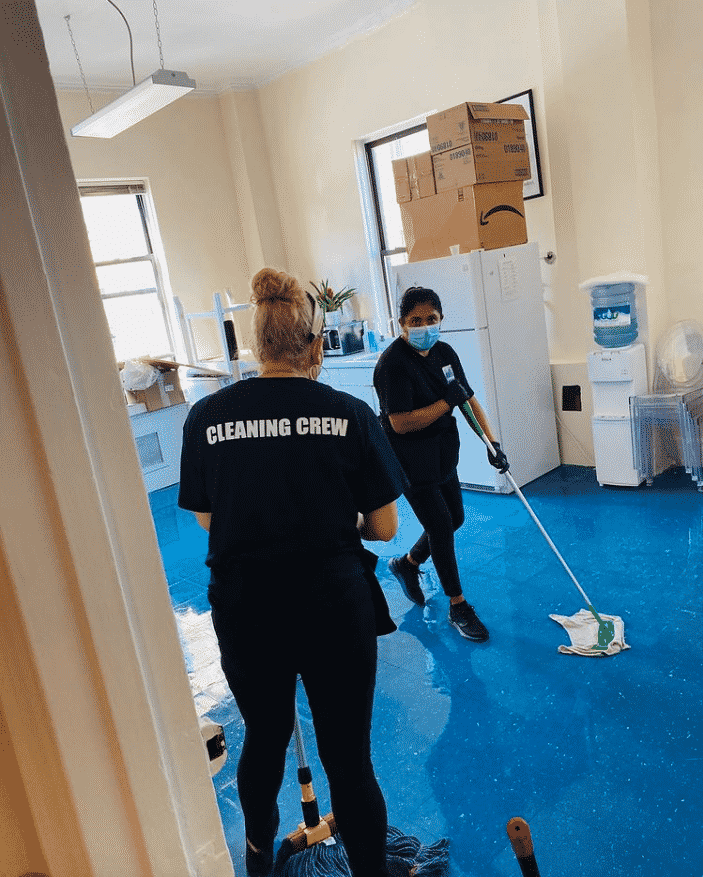 Professional floor cleaning at NYC school