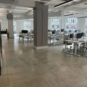 Concrete floor cleaning at office building in NYC