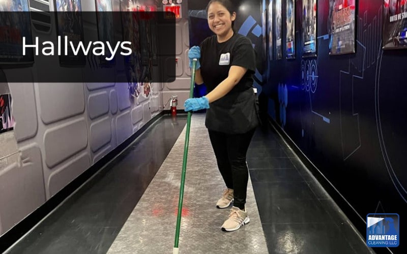 Hallway floor cleaning in new york building