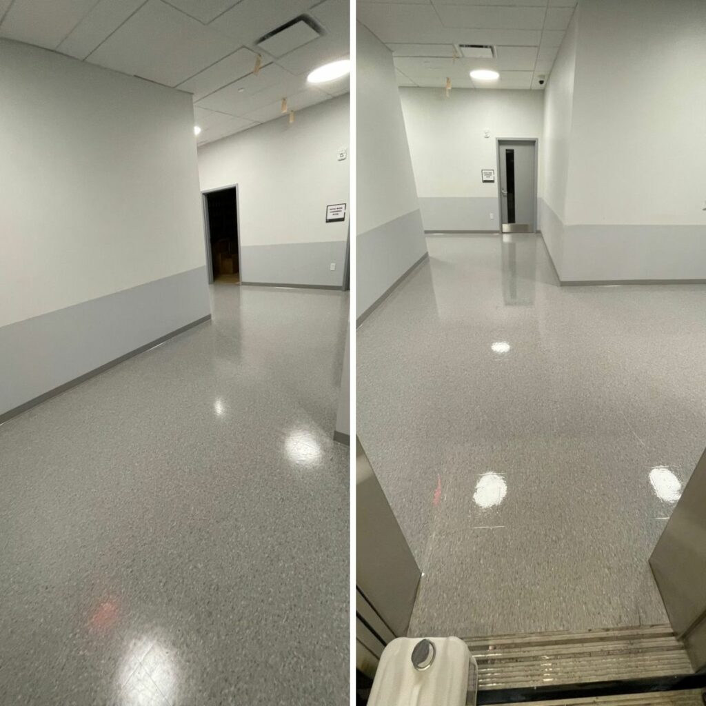 Floor cleaning school hallways