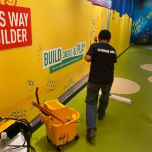Sweeping floors at tourist attraction in New Jersey