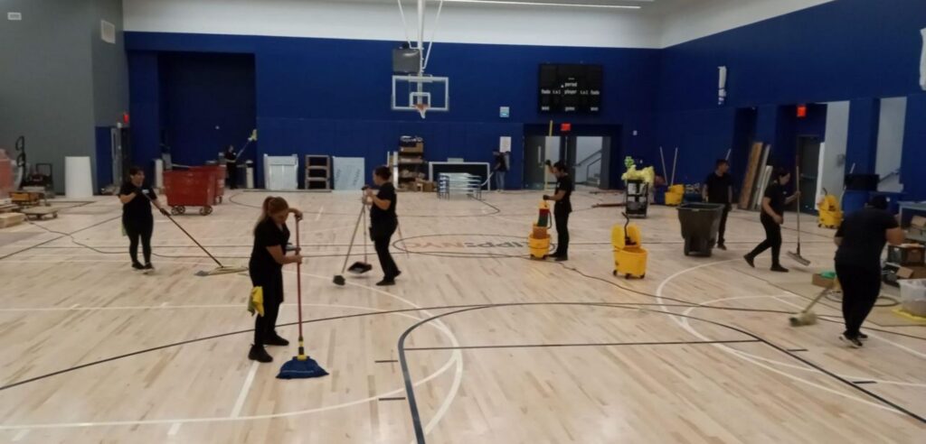 Commercial floor cleaning - sports floor cleaning at major school