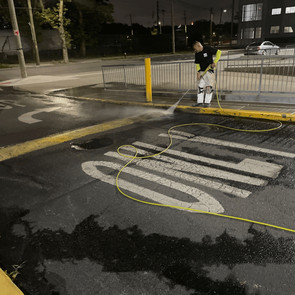 Exterior ground cleaning at large warehouse and distribution center in NYC