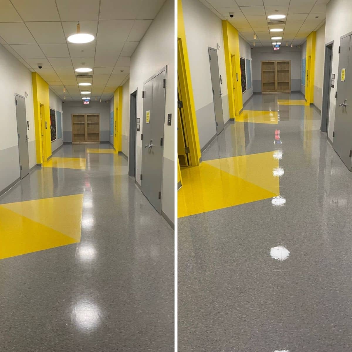 Before and after vinyl floor cleaning