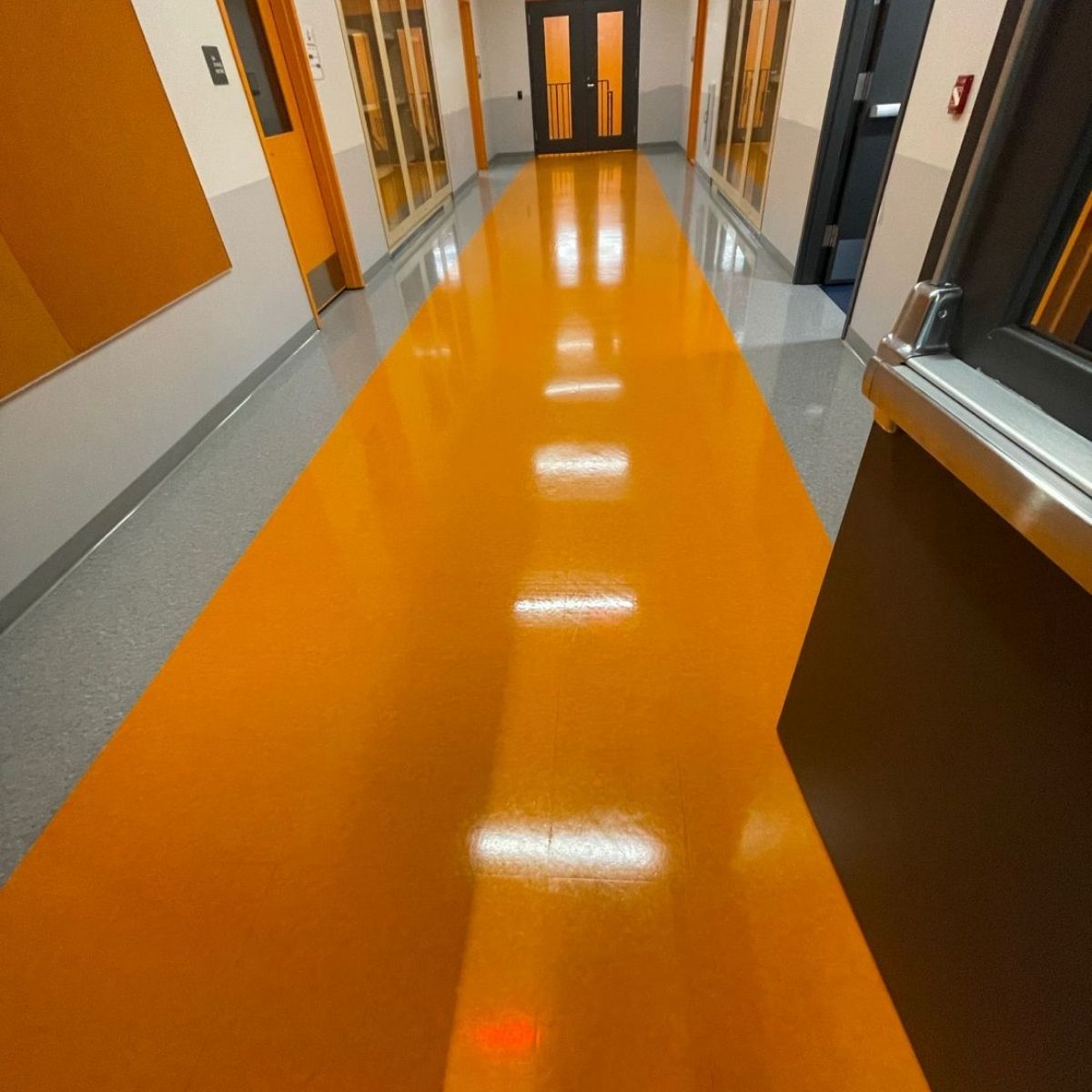 Vinyl floor cleaning at university