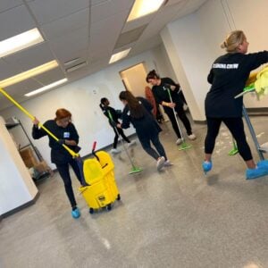 Commercial cleaners deep cleaning offices