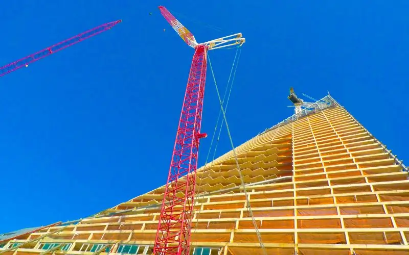 Manhattan high-rise construction with construction cranes