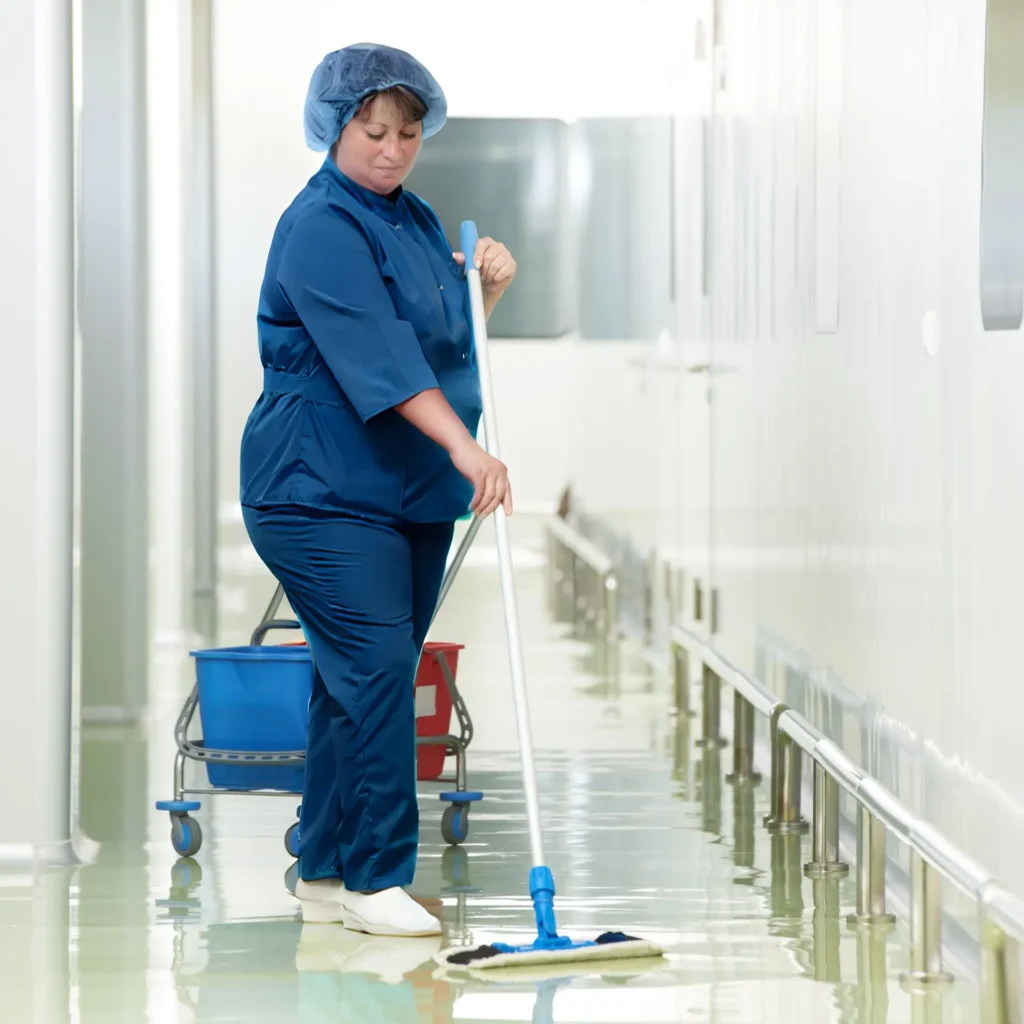 Floor cleaning and mopping at hospital
