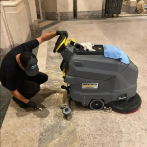 Marble floor cleaning and detailing at office-building in NYC