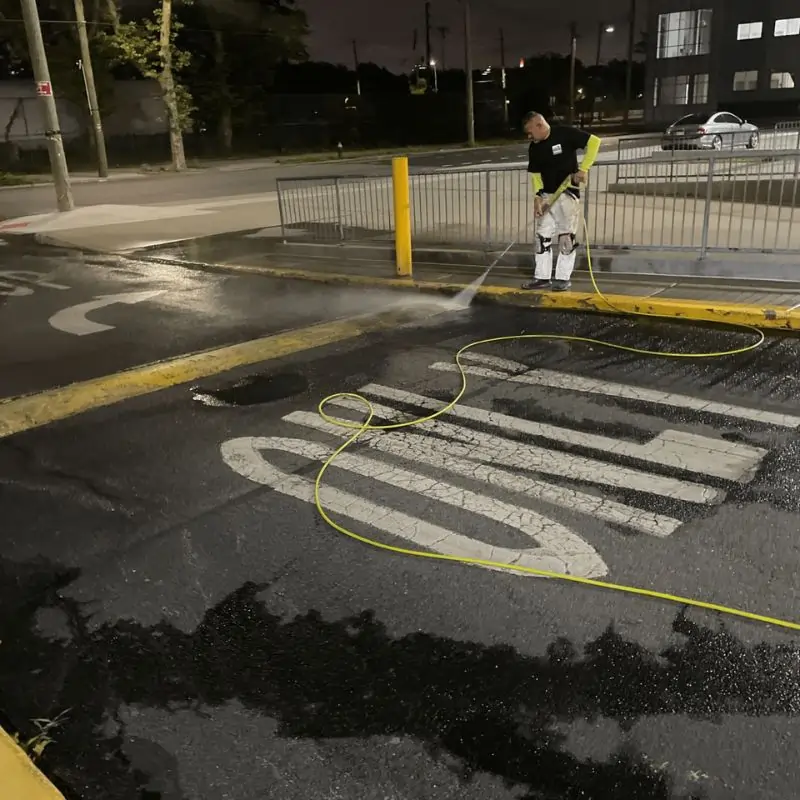 Pressure washing grounds at warehouse and distribution center in NYC