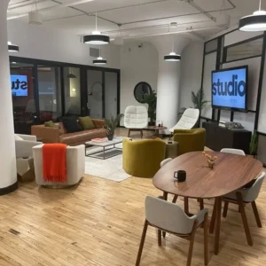 Break room in Manhattan office space after office cleaning