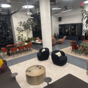 Office reception in Manhattan Class-A building after office cleaning