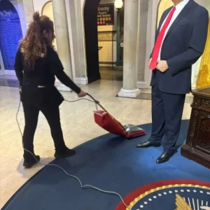 Vacuuming and carpet cleaning at exhibit in Manhattan museum