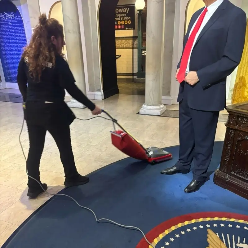 Vacuuming and carpet cleaning at exhibit in Manhattan museum