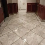 Cleaning and plishing marble floor in NYC office building