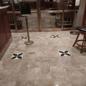 Marble floor cleaning - cleaning marble floor with detailed mosaic tiles