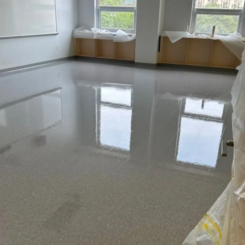 After Picture - Vinyl floor strip and wax in NYC charter school class room After Picture - Vinyl floor strip and wax in NYC charter school class room