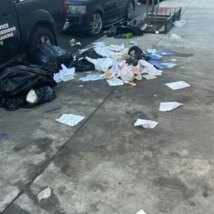 Before Picture - Cleaning and collecting curbside trash at NYC charter school