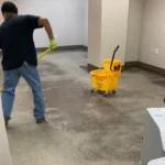 Before Picture - Strip & Wax of vinyl floor in office space, Manhattan