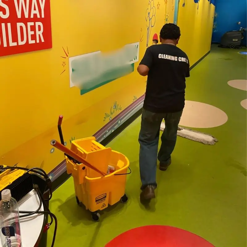 Before picture - sweeping and cleaning high-foot traffic carpet floor in tourist attraction - New Jersey