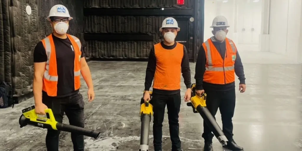 Post-construction cleaning of 700,000 sq ft movie studio in Queens New York