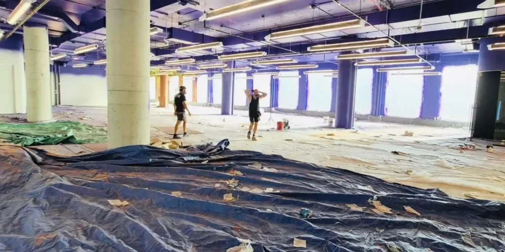 Post-construction cleaning of 700,000 sq ft movie studio in Queens New York City