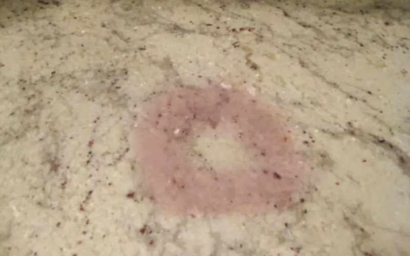 Marble stain and discoloration - red wine stain on marble
