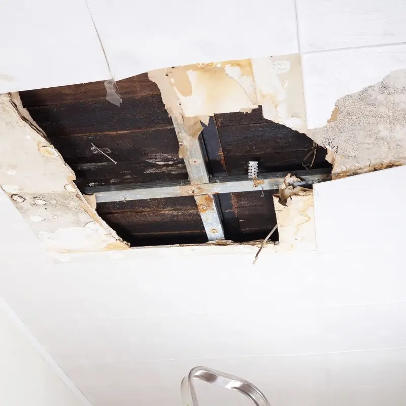 Water damage to floor and ceiling in residential home in NYC